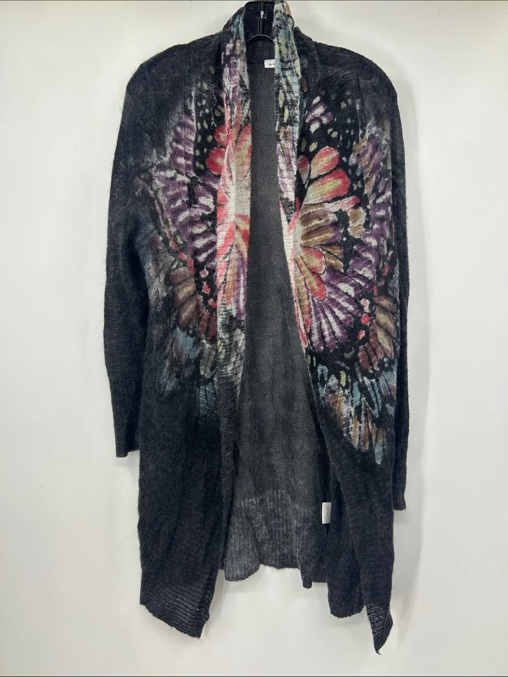 Adore Women’s Wool Mohair Cardigan Gray Lightweight Butterfly Wings L